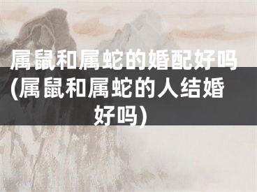 属鼠和属蛇的婚配好吗(属鼠和属蛇的人结婚好吗)
