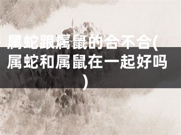 属蛇跟属鼠的合不合(属蛇和属鼠在一起好吗)