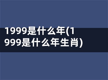 1999是什么年(1999是什么年生肖)