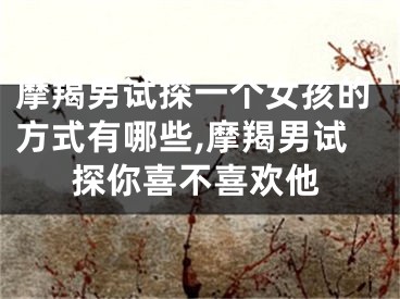 摩羯男试探一个女孩的方式有哪些,摩羯男试探你喜不喜欢他