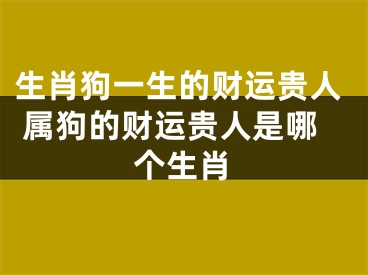 生肖狗一生的财运贵人 属狗的财运贵人是哪个生肖