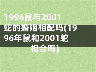 1996鼠与2001蛇的婚姻相配吗(1996年鼠和2001蛇相合吗)