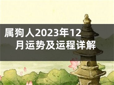 属狗人2023年12月运势及运程详解