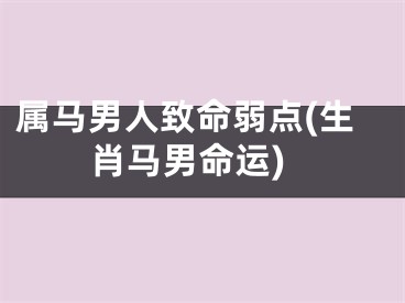 属马男人致命弱点(生肖马男命运)