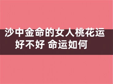 沙中金命的女人桃花运好不好 命运如何