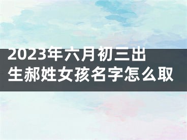 2023年六月初三出生郝姓女孩名字怎么取