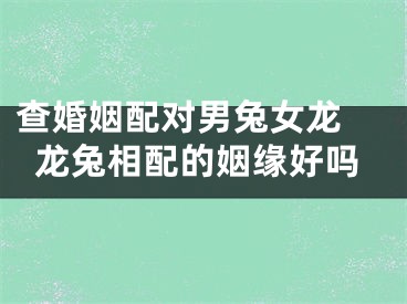 查婚姻配对男兔女龙 龙兔相配的姻缘好吗