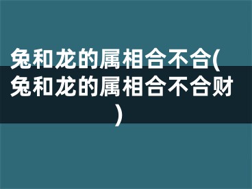 兔和龙的属相合不合(兔和龙的属相合不合财)