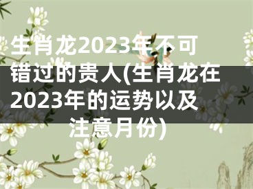 生肖龙2023年不可错过的贵人(生肖龙在2023年的运势以及注意月份)
