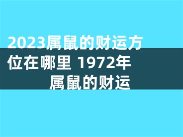 2023属鼠的财运方位在哪里 1972年属鼠的财运