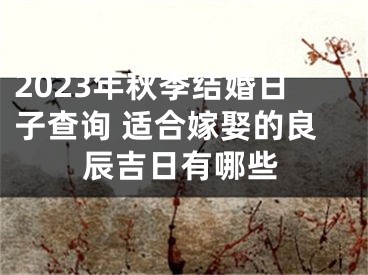 2023年秋季结婚日子查询 适合嫁娶的良辰吉日有哪些
