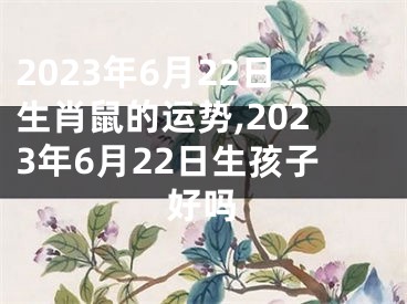 2023年6月22日生肖鼠的运势,2023年6月22日生孩子好吗