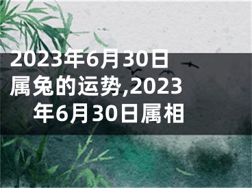 2023年6月30日属兔的运势,2023年6月30日属相