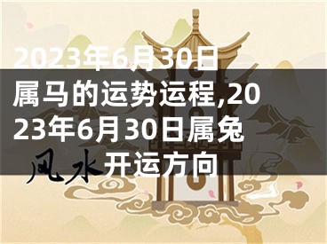 2023年6月30日属马的运势运程,2023年6月30日属兔开运方向