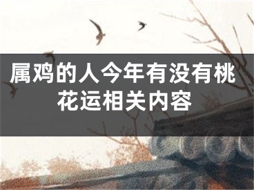 属鸡的人今年有没有桃花运相关内容