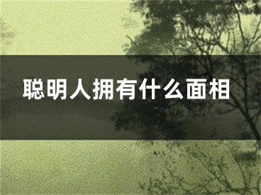 聪明人拥有什么面相