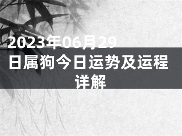2023年06月29日属狗今日运势及运程详解
