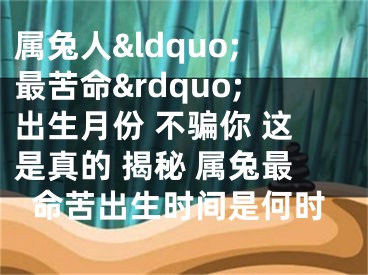 属兔人&ldquo;最苦命&rdquo;出生月份 不骗你 这是真的 揭秘 属兔最命苦出生时间是何时