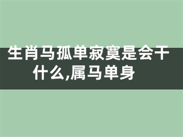 生肖马孤单寂寞是会干什么,属马单身