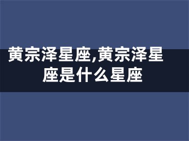 黄宗泽星座,黄宗泽星座是什么星座