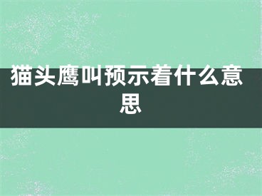 猫头鹰叫预示着什么意思