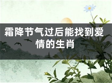霜降节气过后能找到爱情的生肖