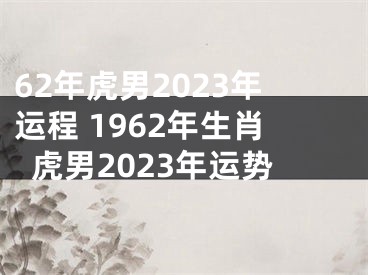 62年虎男2023年运程 1962年生肖虎男2023年运势
