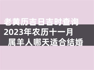 老黄历吉日吉时查询 2023年农历十一月属羊人哪天适合结婚
