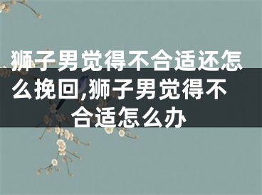 狮子男觉得不合适还怎么挽回,狮子男觉得不合适怎么办