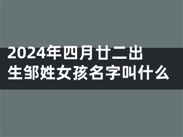 2024年四月廿二出生邹姓女孩名字叫什么