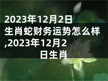 2023年12月2日生肖蛇财务运势怎么样,2023年12月2日生肖