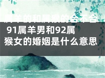 属羊的和属猴的合不合 91属羊男和92属猴女的婚姻是什么意思 