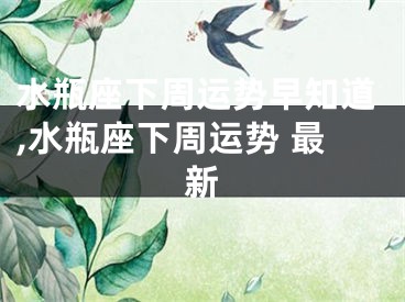水瓶座下周运势早知道,水瓶座下周运势 最新