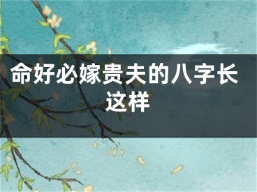 命好必嫁贵夫的八字长这样