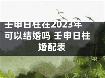 壬申日柱在2023年可以结婚吗 壬申日柱婚配表