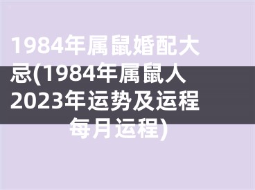 1984年属鼠婚配大忌(1984年属鼠人2023年运势及运程每月运程)