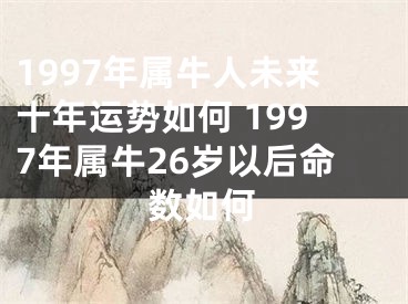1997年属牛人未来十年运势如何 1997年属牛26岁以后命数如何