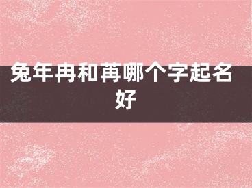 兔年冉和苒哪个字起名好
