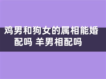 鸡男和狗女的属相能婚配吗 羊男相配吗