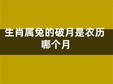 生肖属兔的破月是农历哪个月