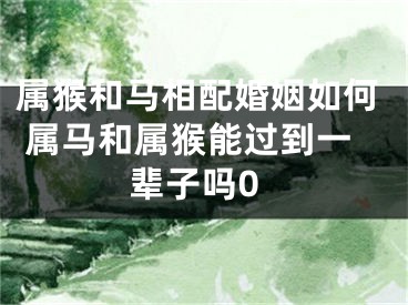 属猴和马相配婚姻如何 属马和属猴能过到一辈子吗0
