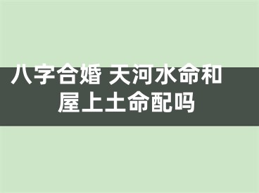 八字合婚 天河水命和屋上土命配吗