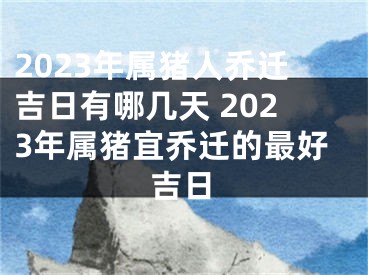 2023年属猪人乔迁吉日有哪几天 2023年属猪宜乔迁的最好吉日