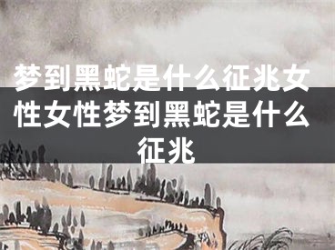 梦到黑蛇是什么征兆女性女性梦到黑蛇是什么征兆