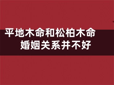 平地木命和松柏木命 婚姻关系并不好