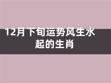 12月下旬运势风生水起的生肖