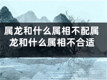 属龙和什么属相不配属龙和什么属相不合适