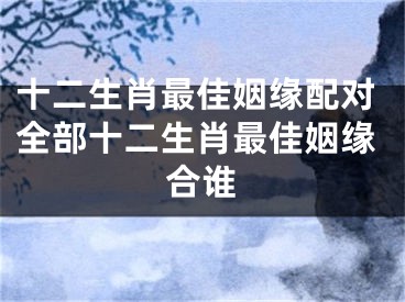 十二生肖最佳姻缘配对全部十二生肖最佳姻缘合谁