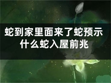 蛇到家里面来了蛇预示什么蛇入屋前兆