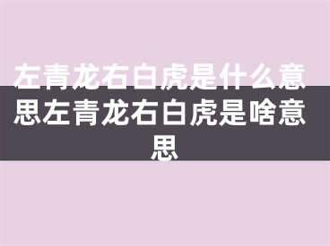 左青龙右白虎是什么意思左青龙右白虎是啥意思